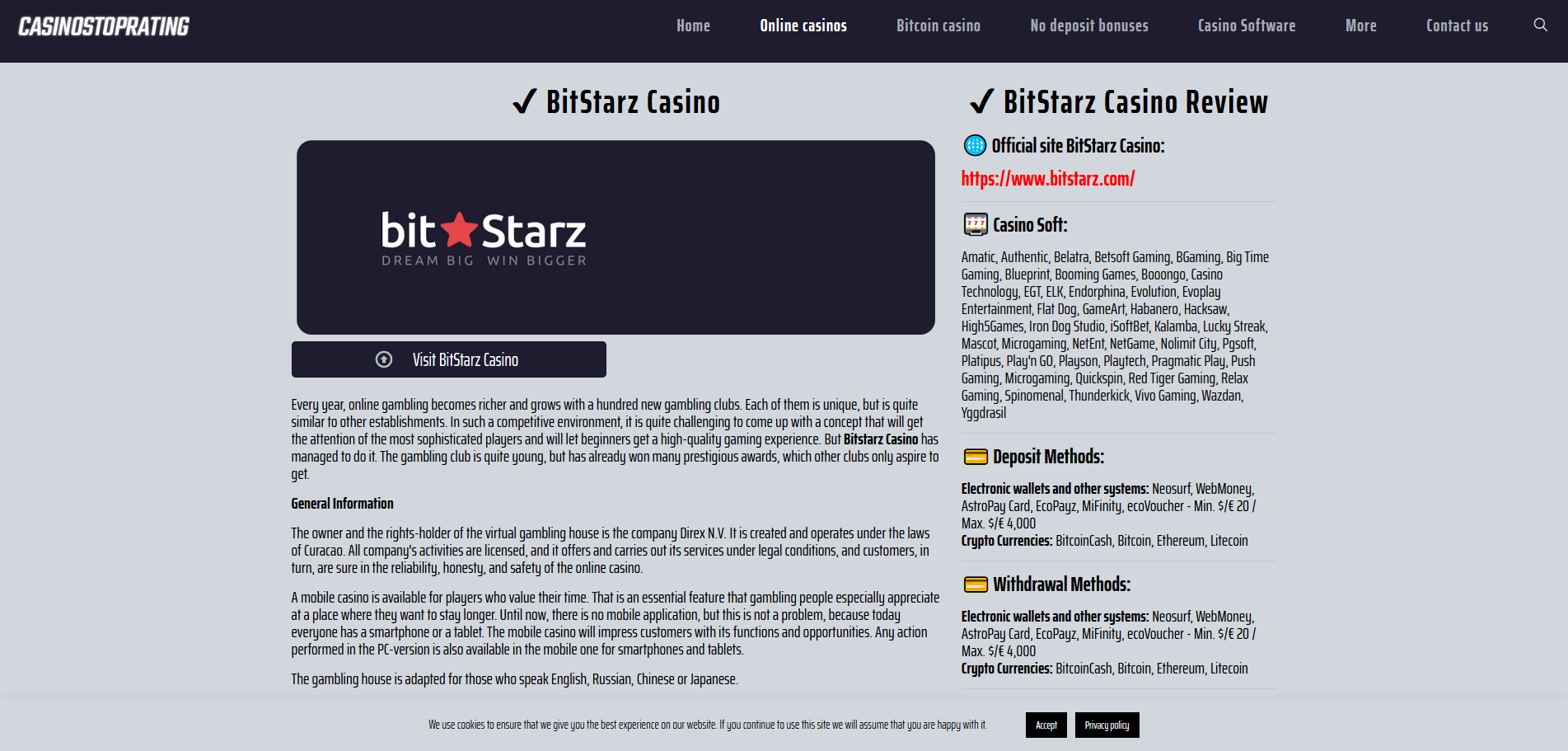 BitStarz Casino - review of the licensed online casino